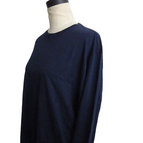 NWT Everlane Navy Blue Long Sleeve Organic Cotton Pocket Tee XL - Picture 4 of 6